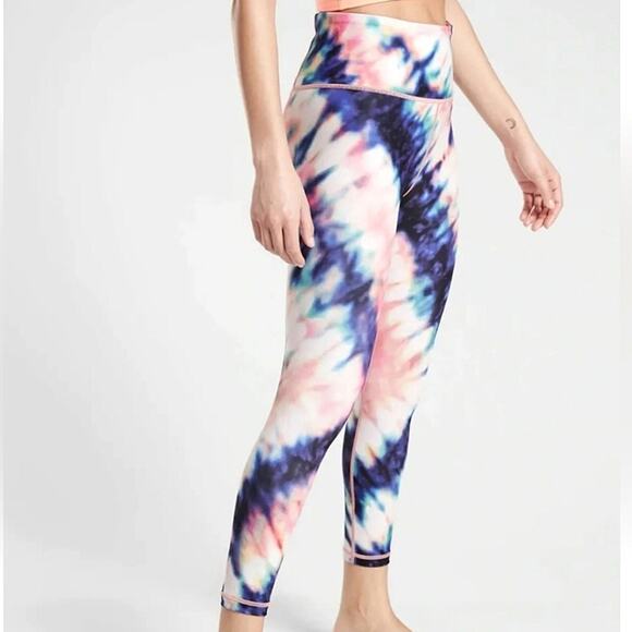 Athleta Elation 7/8 Tight Pink Blue Tie Dye Activewear Gym Workout Leggings 1X - Picture 2 of 10